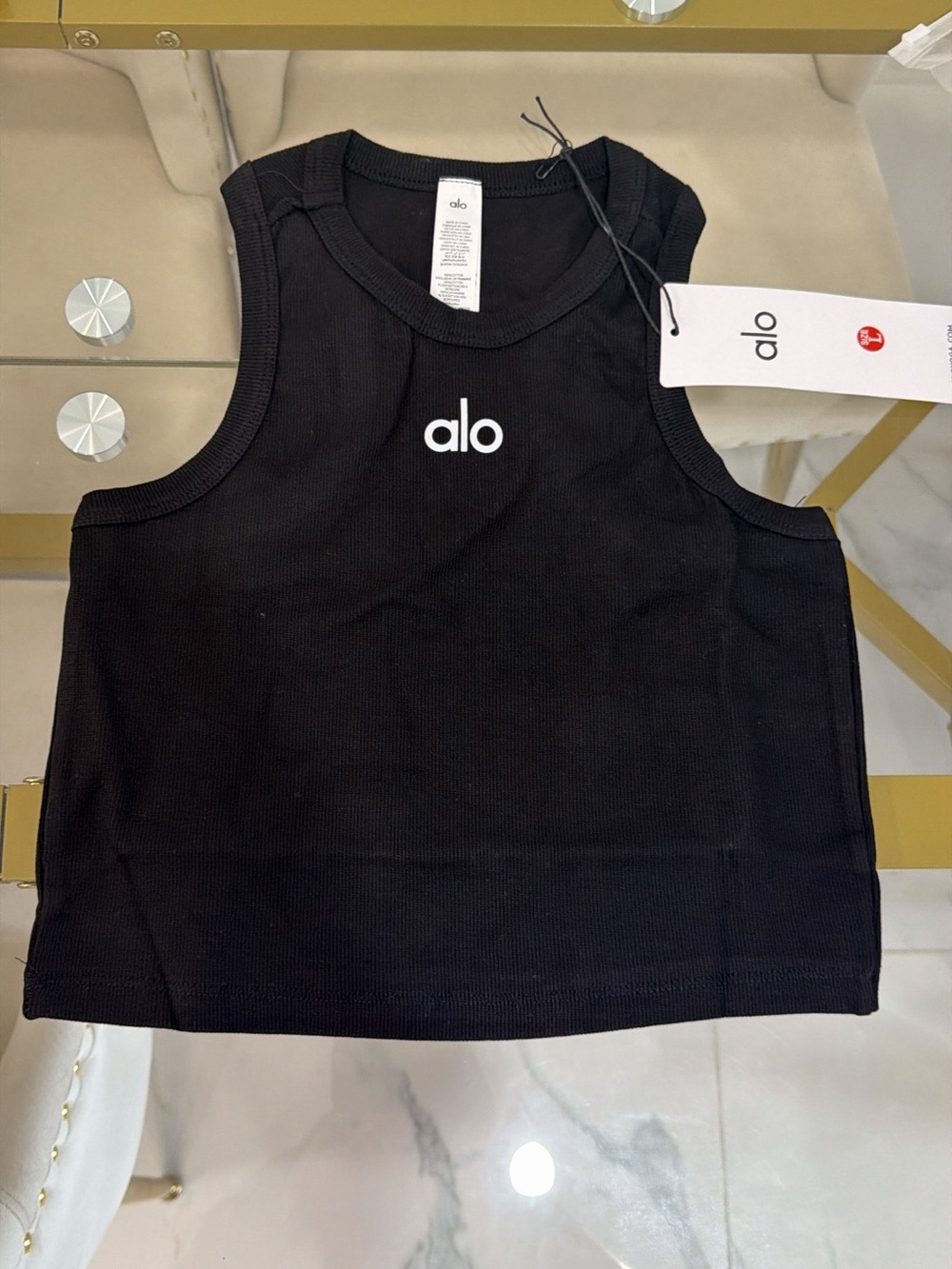 ALO Yoga Black Ribbed Crop Tank